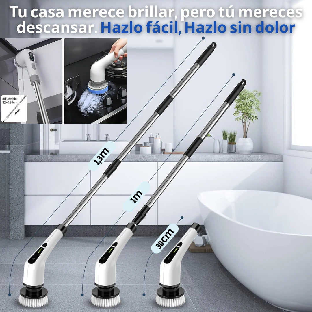 PowerClean™ Cepillo eléctrico de limpieza extensible con 7 cabezales intercambiables