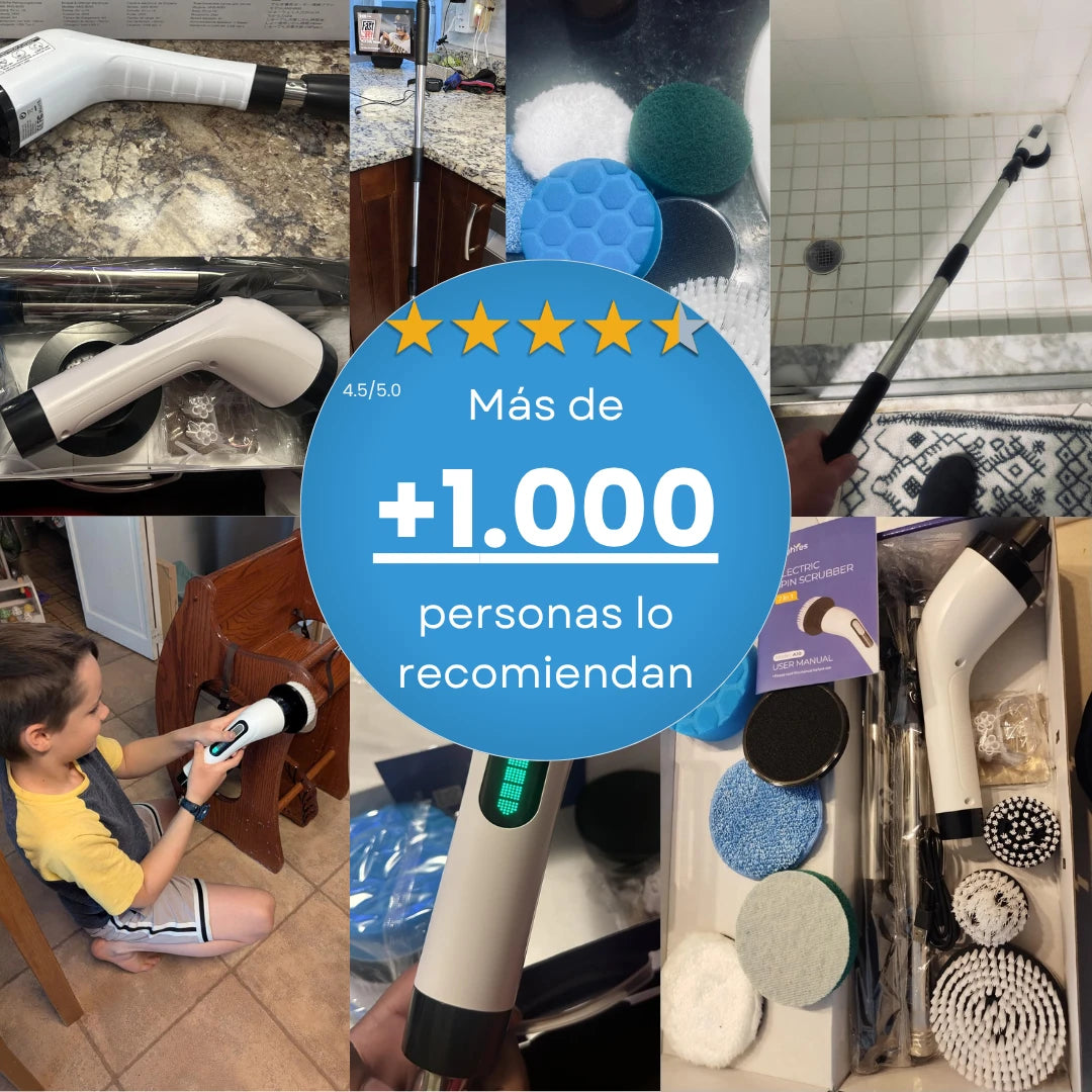 PowerClean™ Cepillo eléctrico de limpieza extensible con 7 cabezales intercambiables