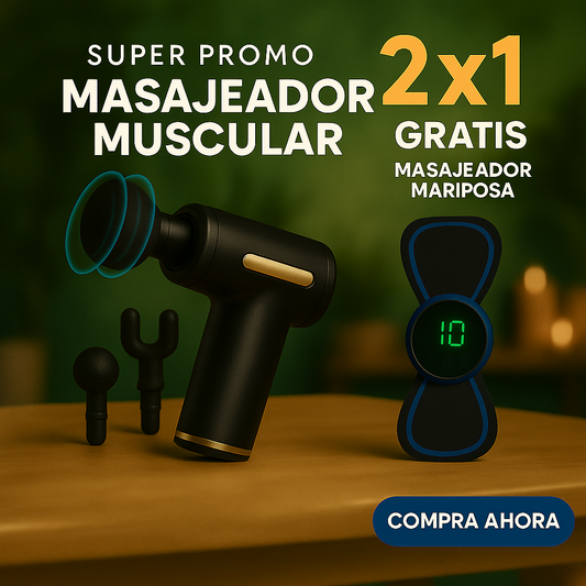 2X1 COMBO PISTOLA MASAJEADORA + GRATIS PARCHE MARIPOSA