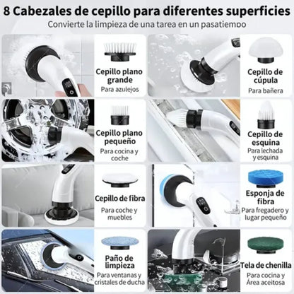PowerClean™ Cepillo eléctrico de limpieza extensible con 7 cabezales intercambiables