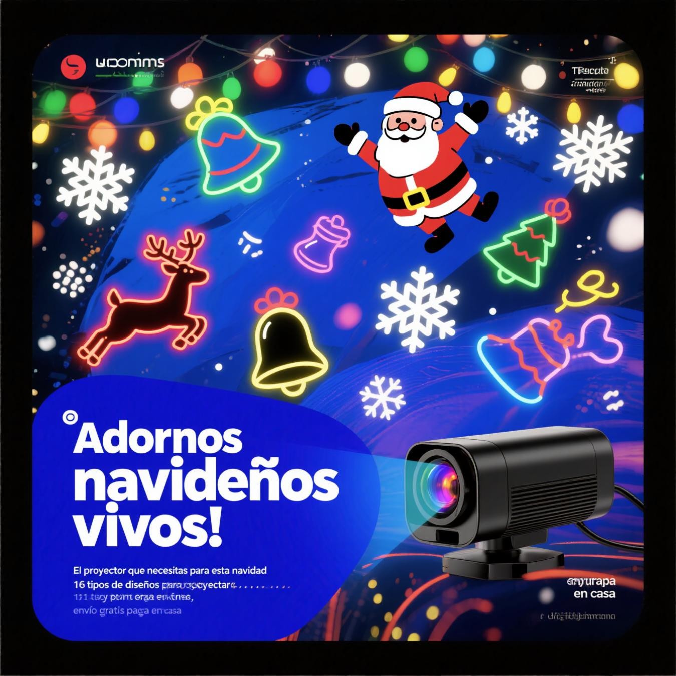 Navidad Brillante en un Toque 🎅💡PROYECTOR NAVIDEÑO + ENVIO GRATIS