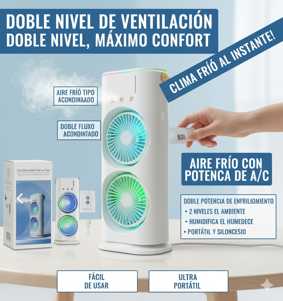 VENTILADOR DOBLE HUMIDIFICADOR + ENVIO GRATIS