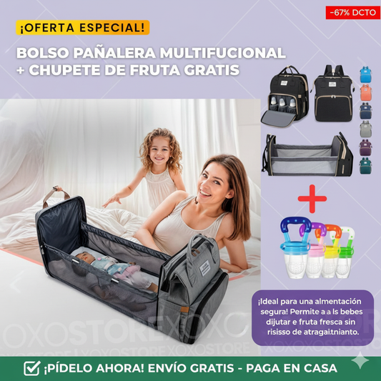 Bolso pañalera multifuncional con cuna + chupo de frutas de regalo 🎁 ¡Envío gratis!”